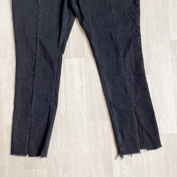 Abercrombie Skinny High Rise Jeans Split Hem Washed Black Size 36 Size 22 NEW - Picture 6 of 14